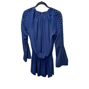Ramy Brook Blue Smocked Mini Briana Dress Size Large